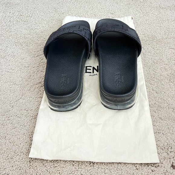 $1395 Authentic FENDI Roma Made in ITALY Men\'s Black Leather Suede Sandals Sz.10 main image 9